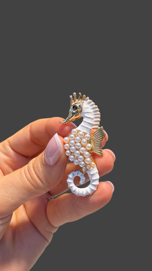 Pearl Seahorse Brooch