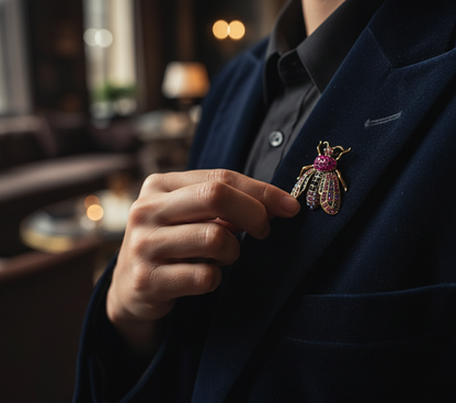 Pink Crystal Bee Brooch – Statement Jewellery Accessory