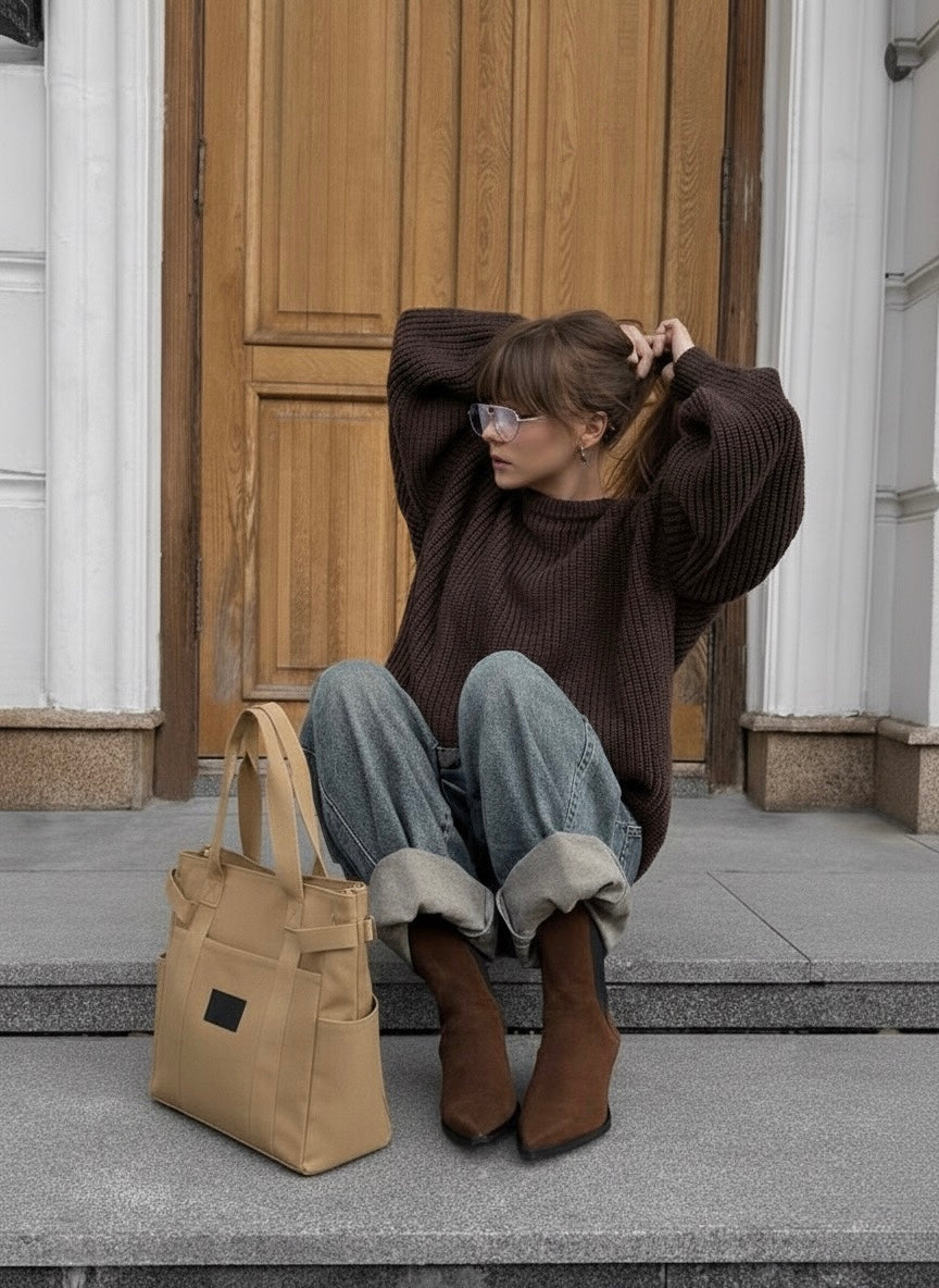 Handmade Cotton-Lined Canvas London Toffiee Tote Bag  image 0