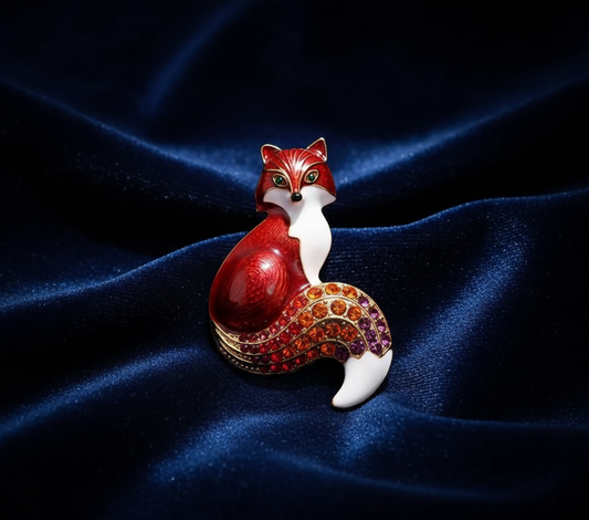 Red Fox Enamel Brooch image 1