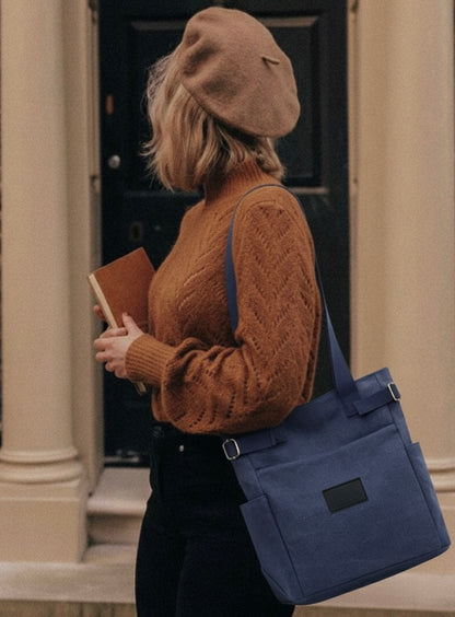 Handmade Cotton-Lined Canvas London Blue Tote Bag  image 1