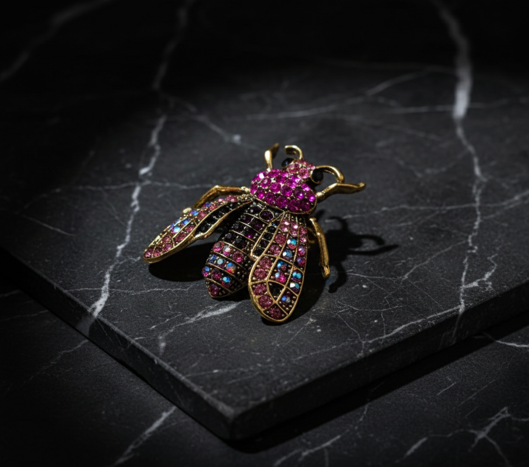 Pink Crystal Bee Brooch – Statement Jewellery Accessory image 4