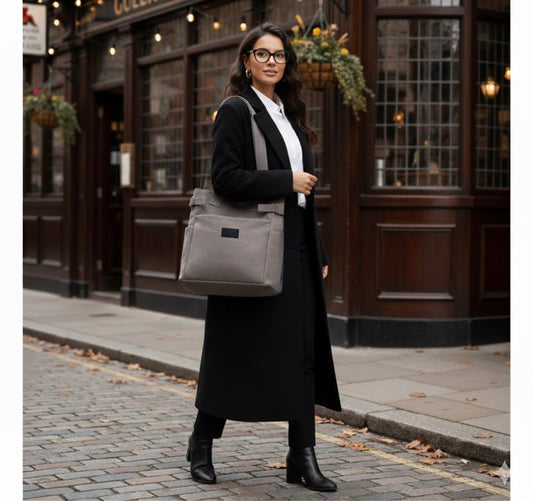 Handmade Cotton-Lined Canvas London Gray Tote Bag image 0