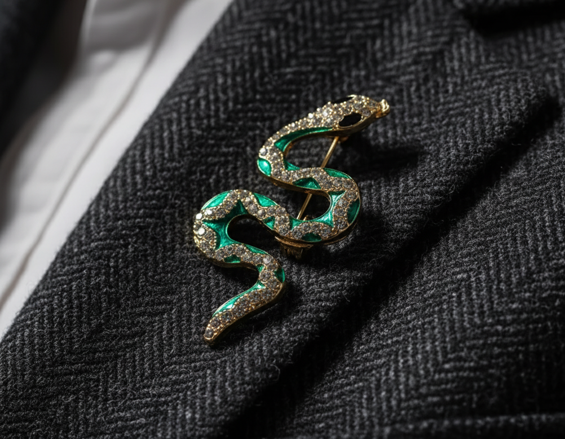 Green Snake Crystal Brooch image 3
