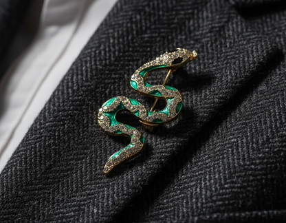 Green Snake Crystal Brooch image 3