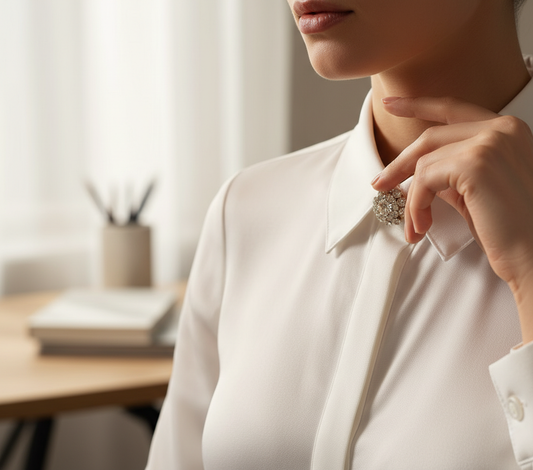 Crystal Flower Button Cover Brooch – Elegant Shirt Accessory image 0