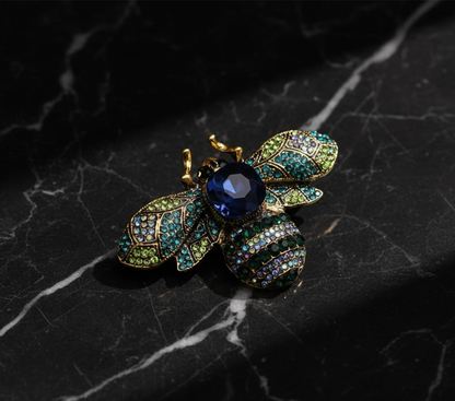 Blue Crystal Bee Brooch – Statement Jewellery Accessory image 1