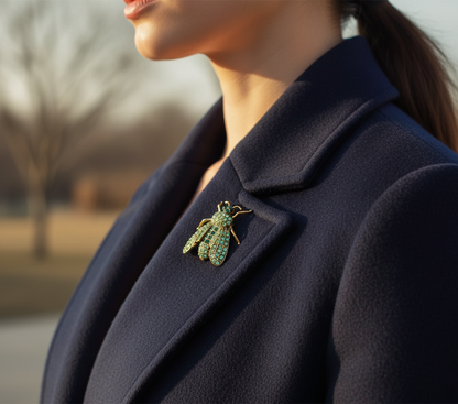 Green Beetle Crystal Brooch image 4